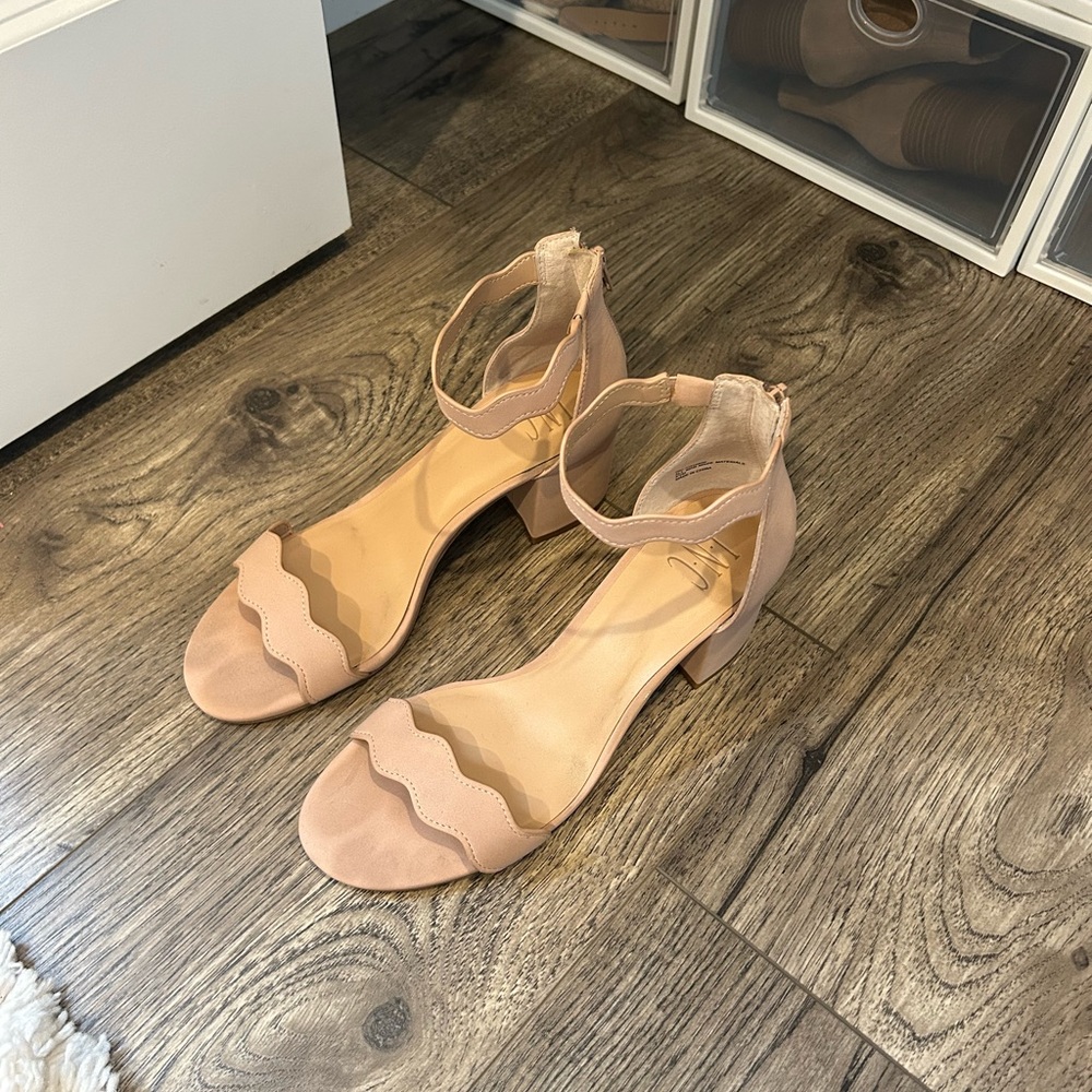 Nude chunky heel sandal